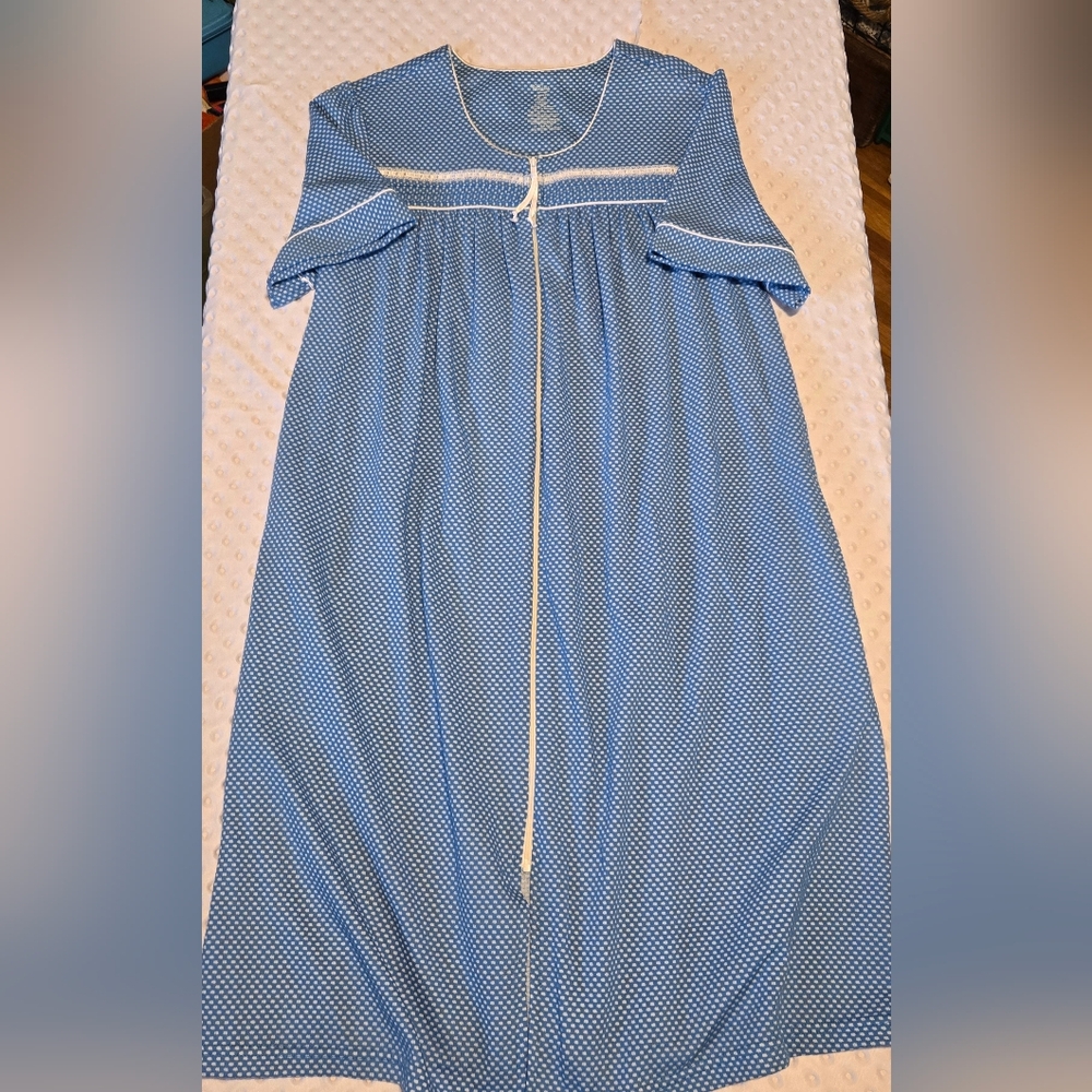 Secret Treasures Size M Nightgown Housedress‎ Mumu Prairie Core Blue Polka Dot